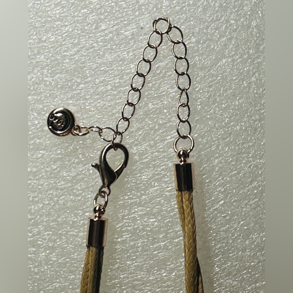 C1946 Silver-Toned Inspirational Pendant Necklace On Tan Cording Jeremiah 31:3 - Picture 5 of 6